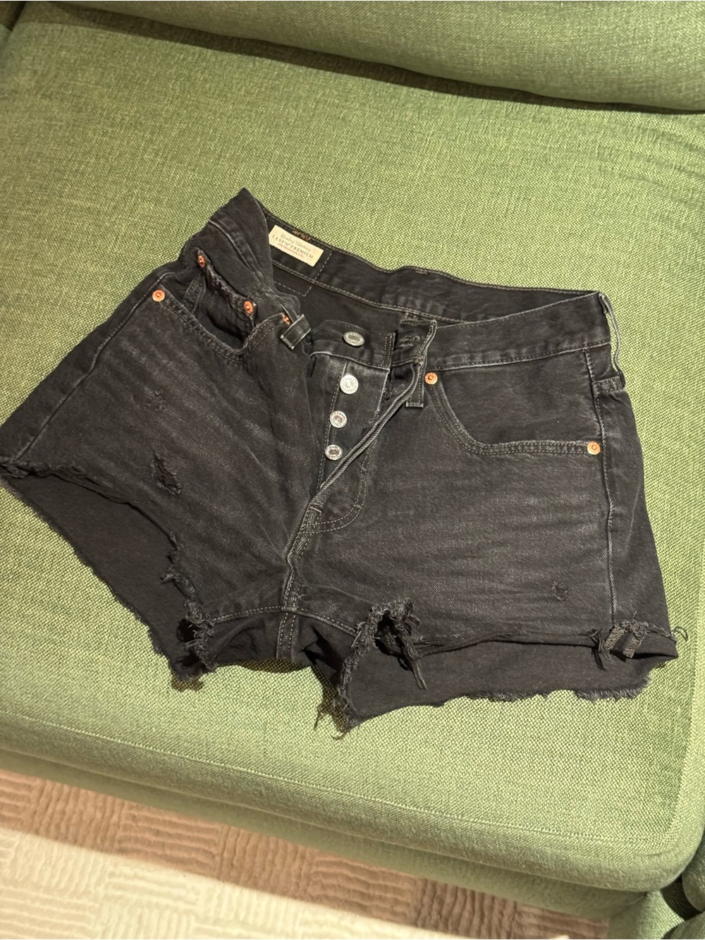 Black Distressed High-Waist Women's Levi’s 501 Denim Shorts
